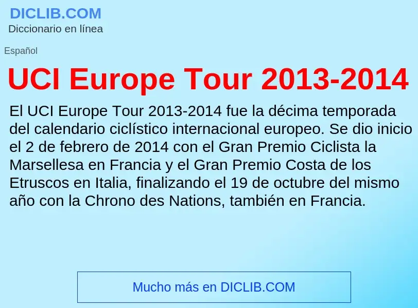 What is UCI Europe Tour 2013-2014 - meaning and definition