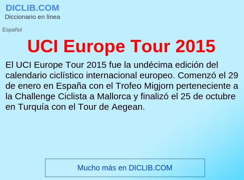 What is UCI Europe Tour 2015 - definition