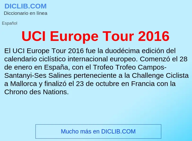 Τι είναι UCI Europe Tour 2016 - ορισμός