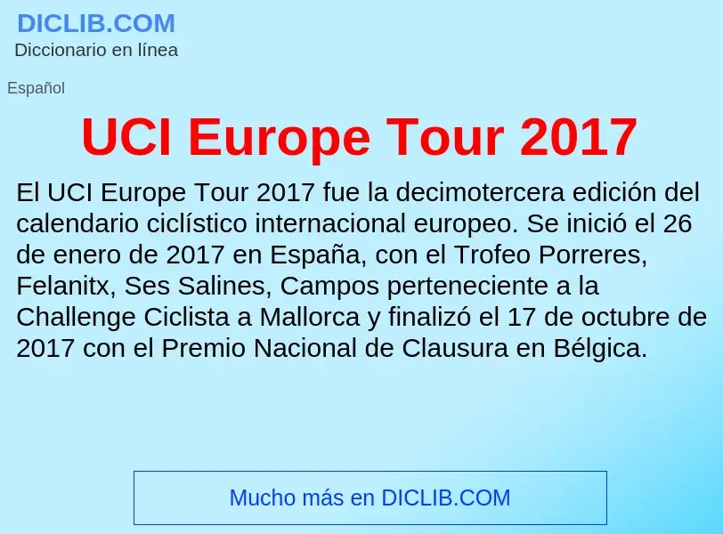 What is UCI Europe Tour 2017 - meaning and definition