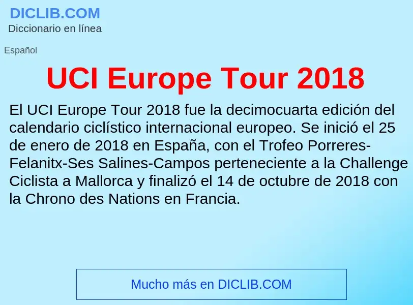 ¿Qué es UCI Europe Tour 2018? - significado y definición