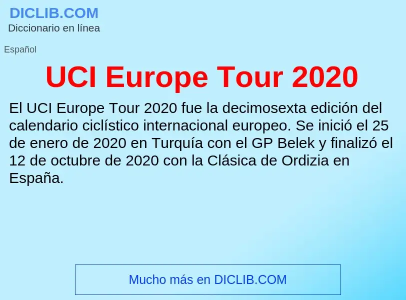 Τι είναι UCI Europe Tour 2020 - ορισμός