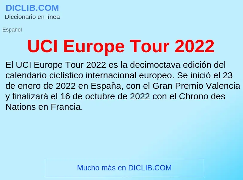 Что такое UCI Europe Tour 2022 - определение