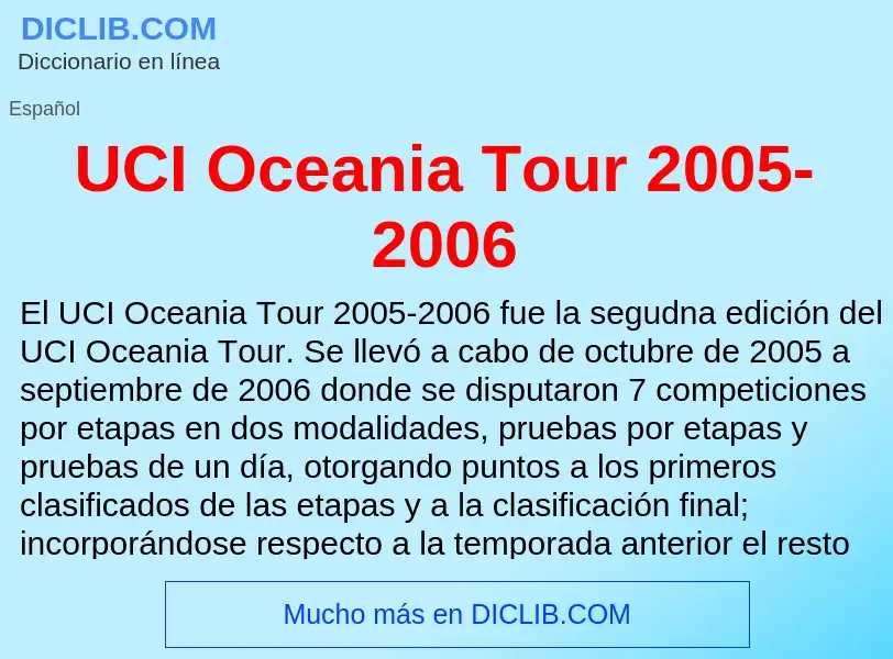 Τι είναι UCI Oceania Tour 2005-2006 - ορισμός