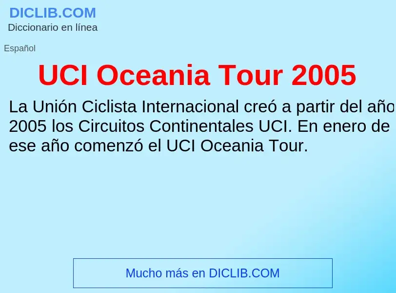 Τι είναι UCI Oceania Tour 2005 - ορισμός