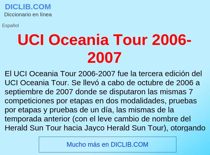 Che cos'è UCI Oceania Tour 2006-2007 - definizione