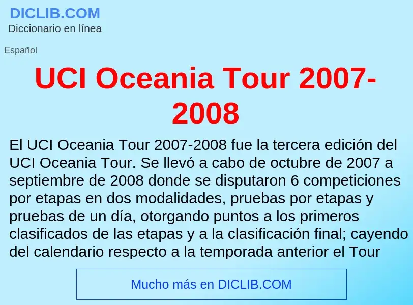 Che cos'è UCI Oceania Tour 2007-2008 - definizione