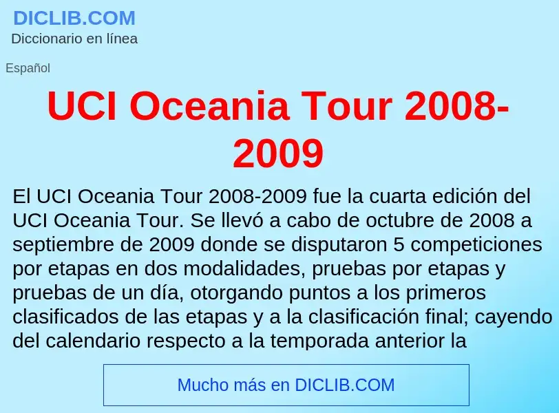 What is UCI Oceania Tour 2008-2009 - definition