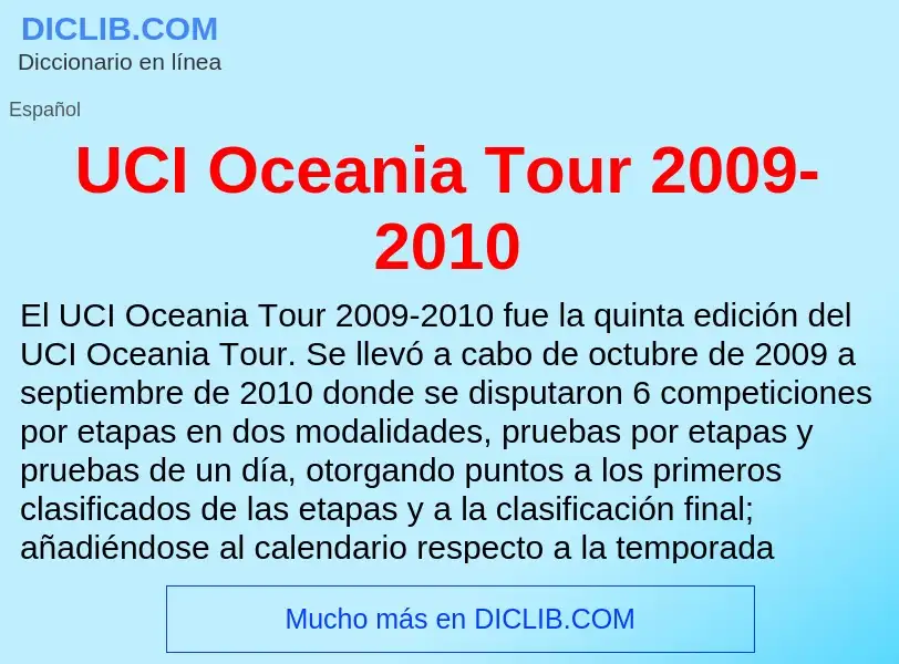 Che cos'è UCI Oceania Tour 2009-2010 - definizione