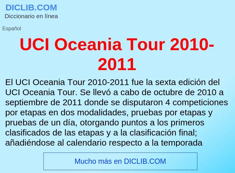 What is UCI Oceania Tour 2010-2011 - meaning and definition