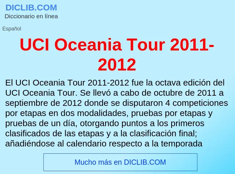 What is UCI Oceania Tour 2011-2012 - definition