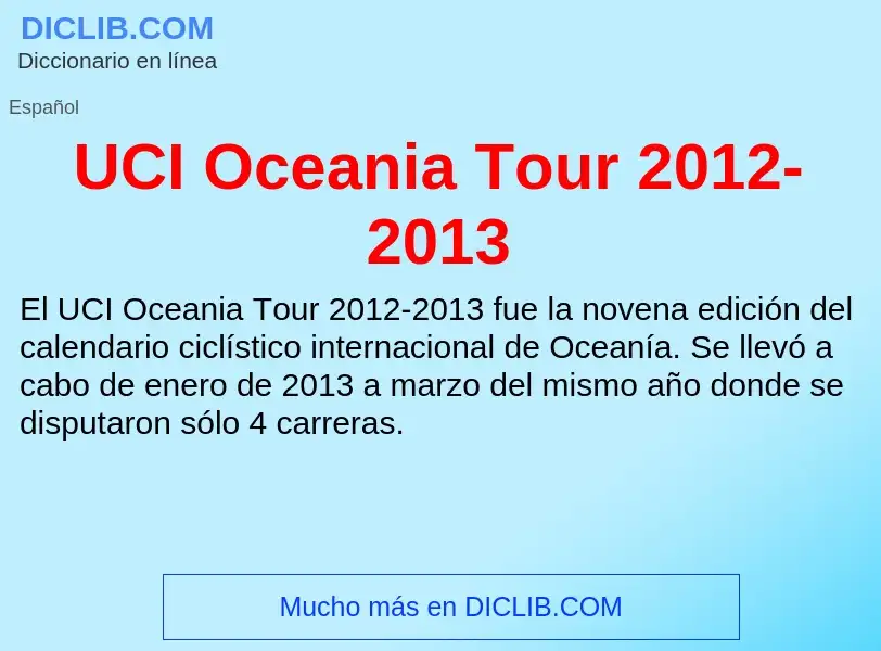 Τι είναι UCI Oceania Tour 2012-2013 - ορισμός