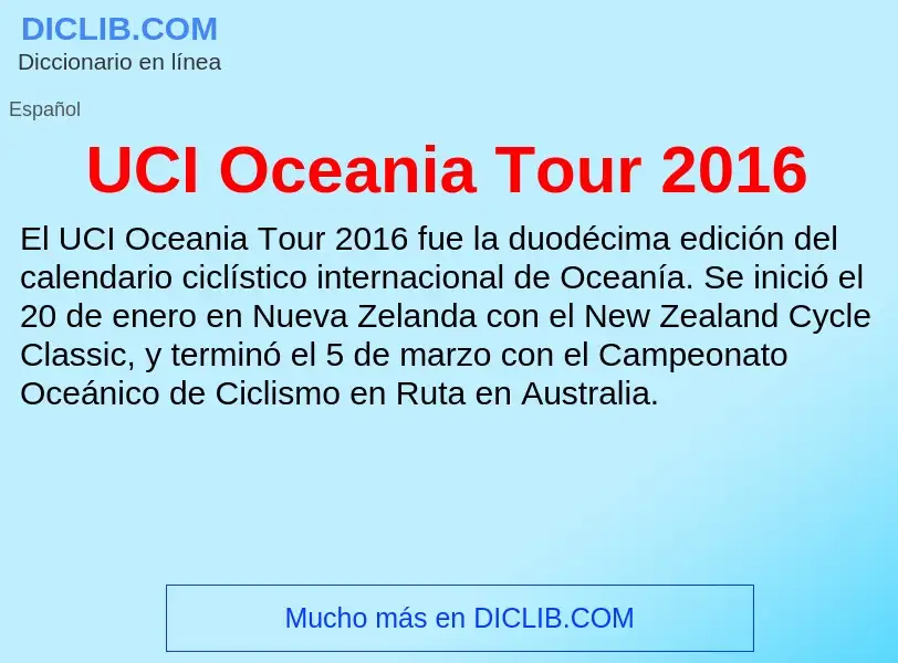 Qu'est-ce que UCI Oceania Tour 2016 - définition