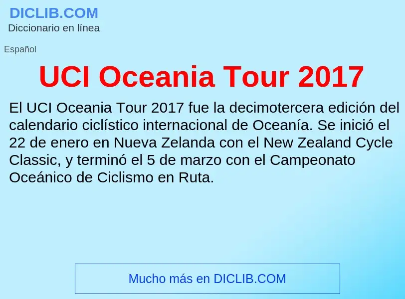 What is UCI Oceania Tour 2017 - meaning and definition