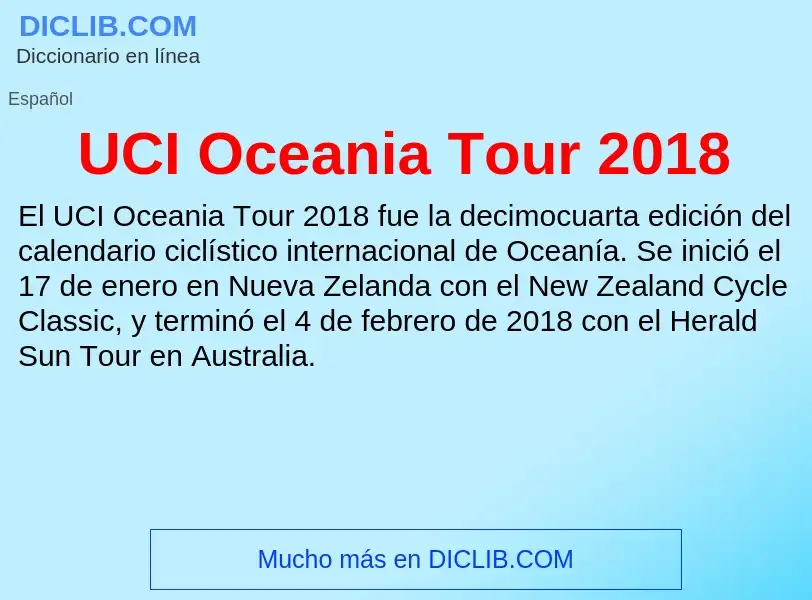 Τι είναι UCI Oceania Tour 2018 - ορισμός