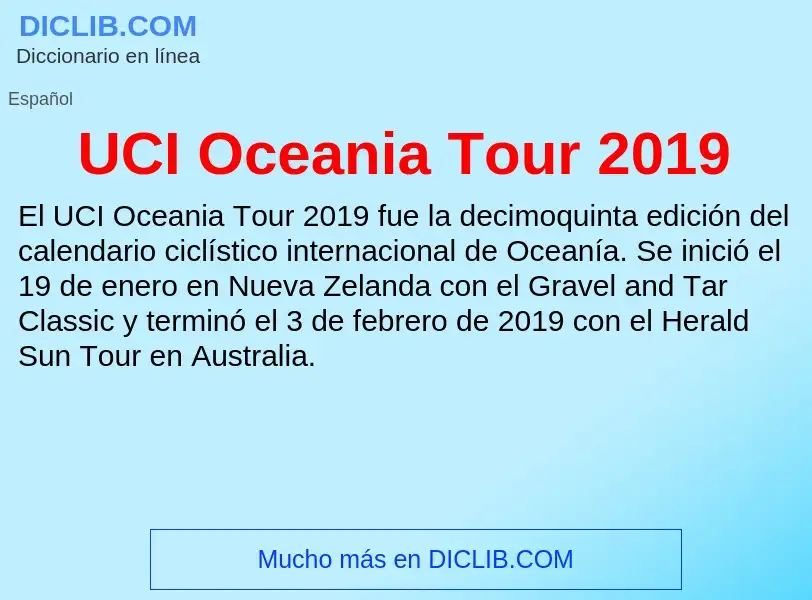 Τι είναι UCI Oceania Tour 2019 - ορισμός