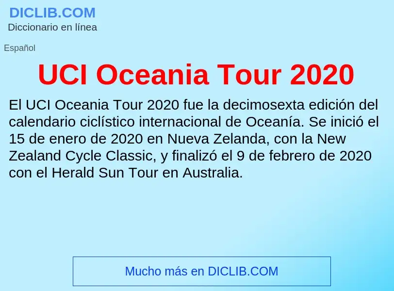 Was ist UCI Oceania Tour 2020 - Definition