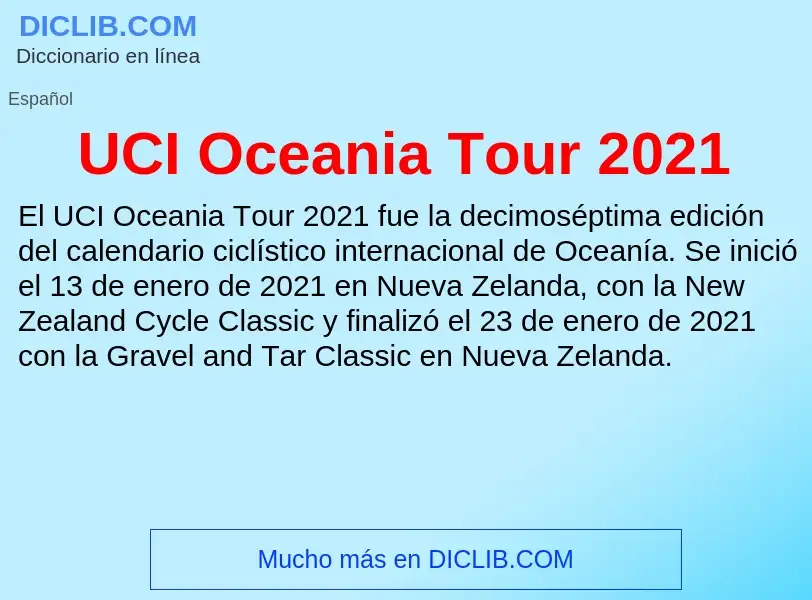 Что такое UCI Oceania Tour 2021 - определение