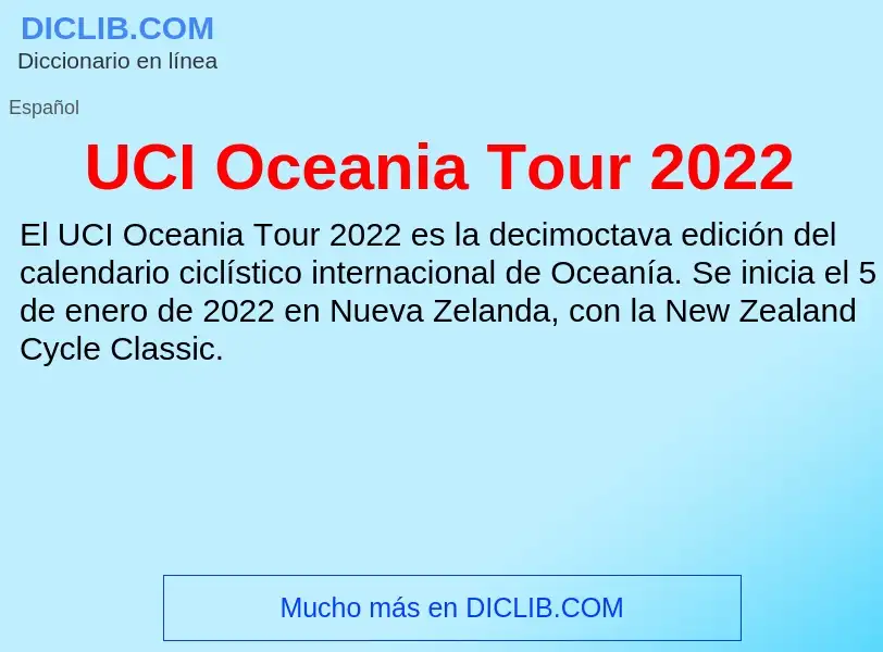 What is UCI Oceania Tour 2022 - definition