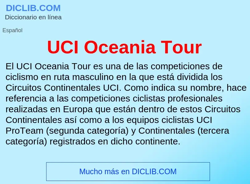 Τι είναι UCI Oceania Tour - ορισμός