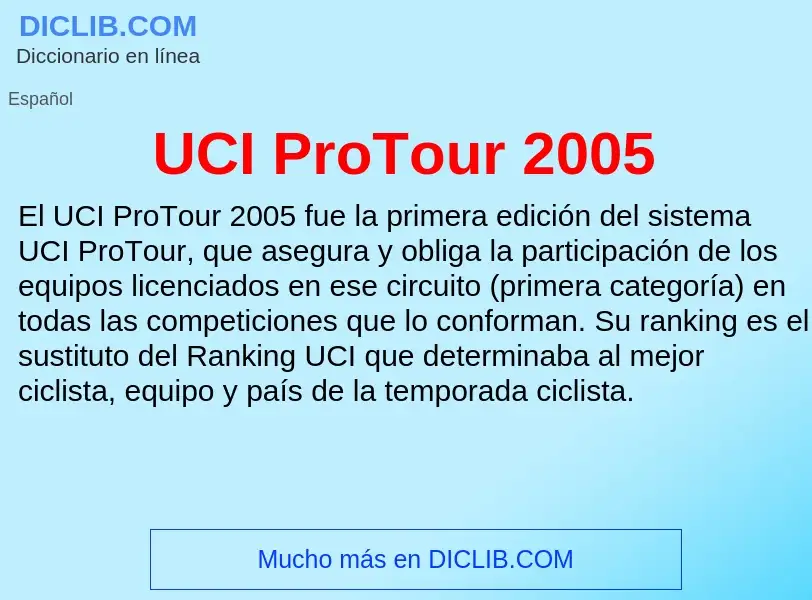 What is UCI ProTour 2005 - definition