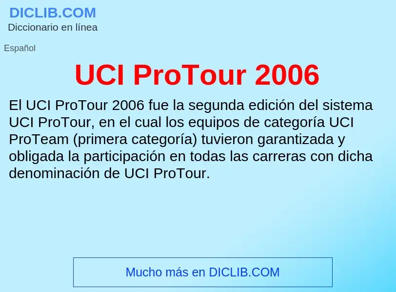 Что такое UCI ProTour 2006 - определение