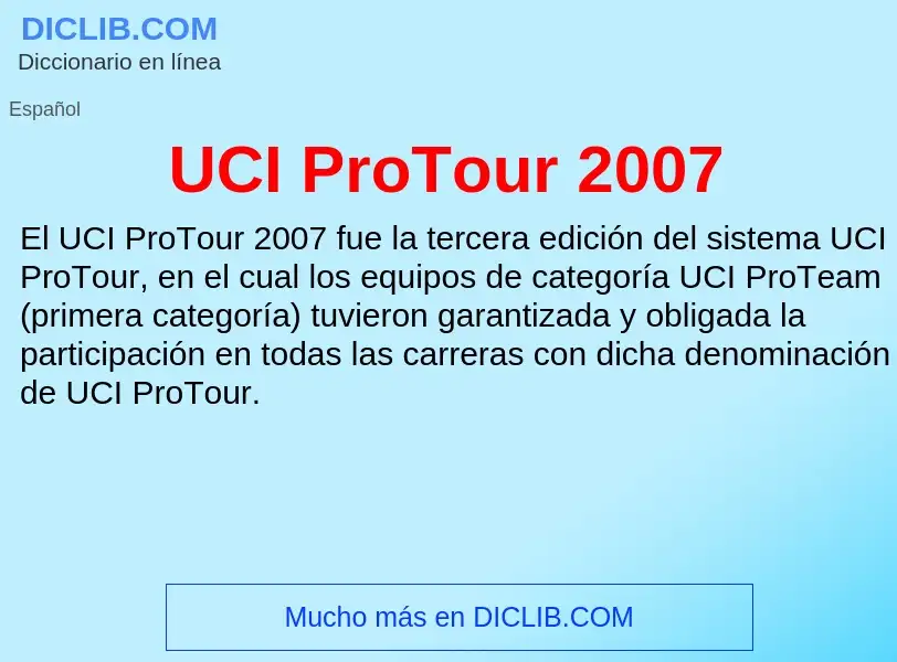 Что такое UCI ProTour 2007 - определение