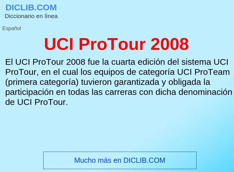 Что такое UCI ProTour 2008 - определение