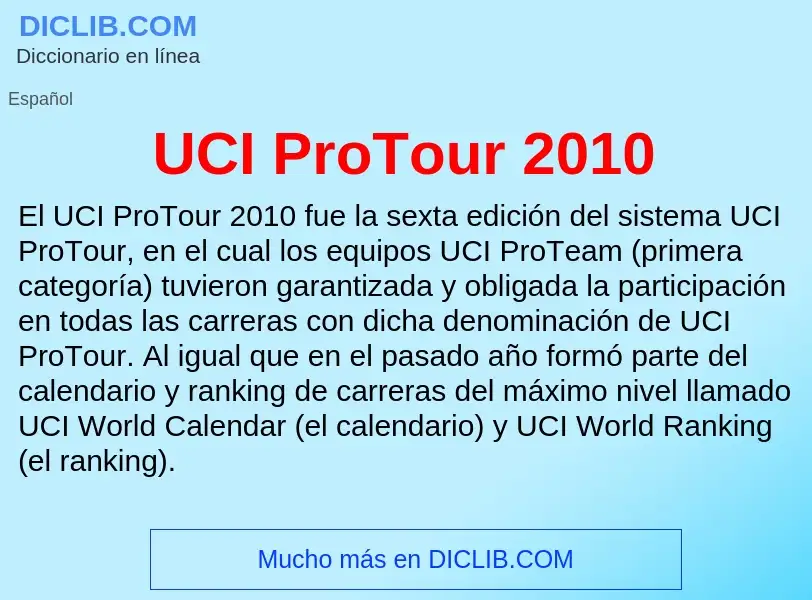 What is UCI ProTour 2010 - definition