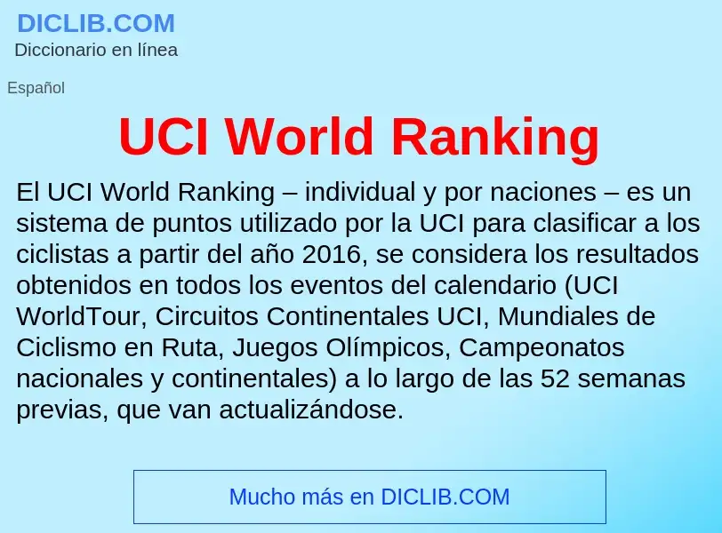 Τι είναι UCI World Ranking - ορισμός