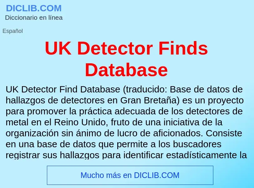 What is UK Detector Finds Database - meaning and definition