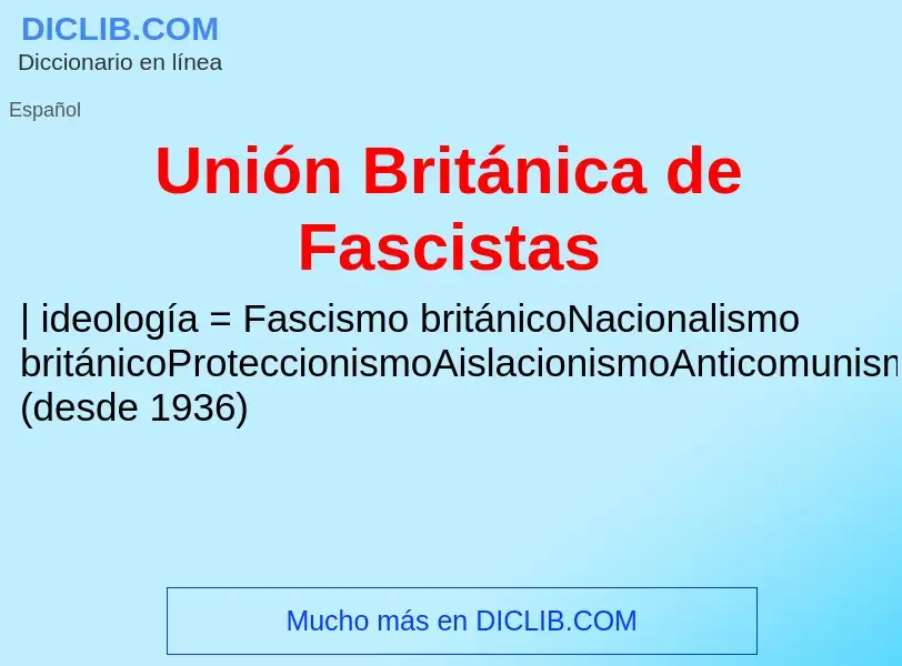 ¿Qué es Unión Británica de Fascistas? - significado y definición