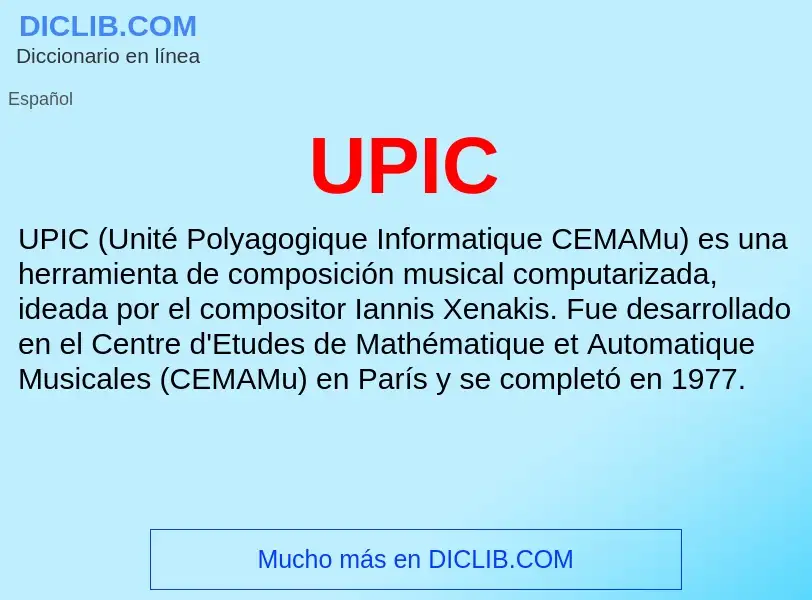 What is UPIC - meaning and definition