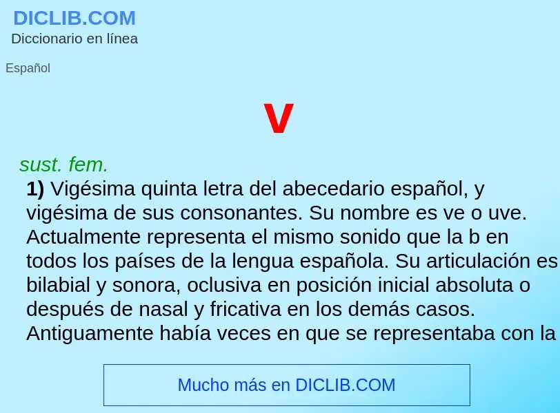 ¿Qué es v? - significado y definición