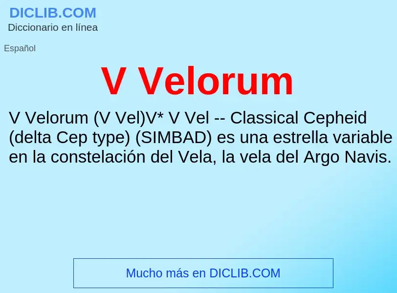 ¿Qué es V Velorum? - significado y definición