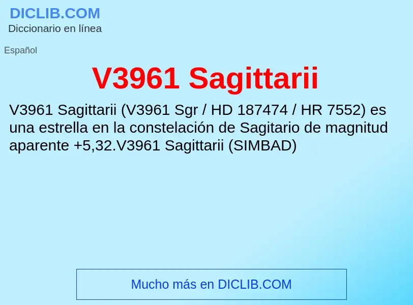 Wat is V3961 Sagittarii - definition