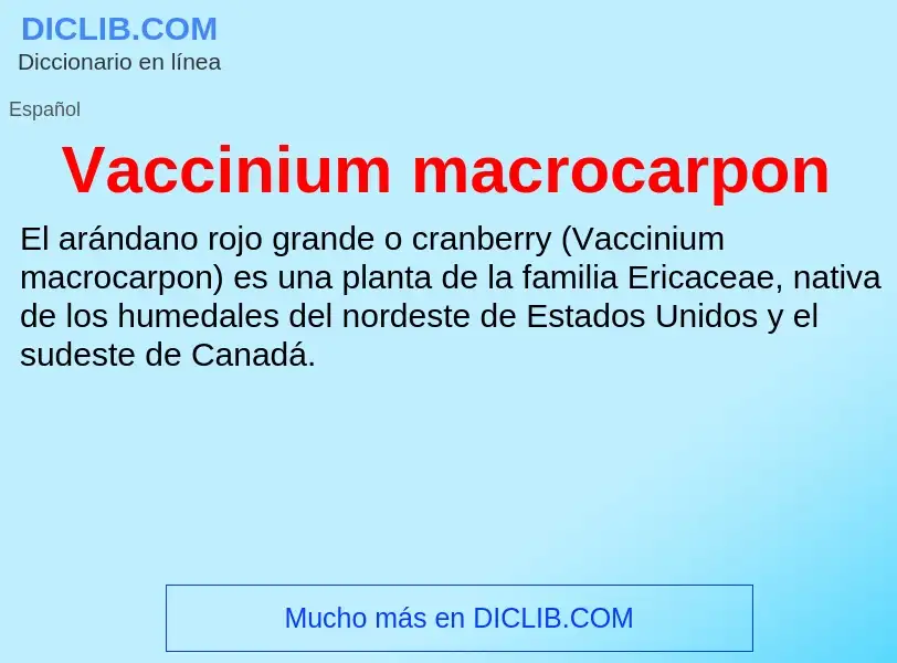 ¿Qué es Vaccinium macrocarpon? - significado y definición