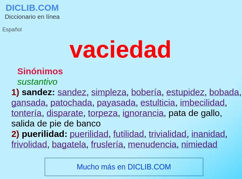 ¿Qué es vaciedad? - significado y definición