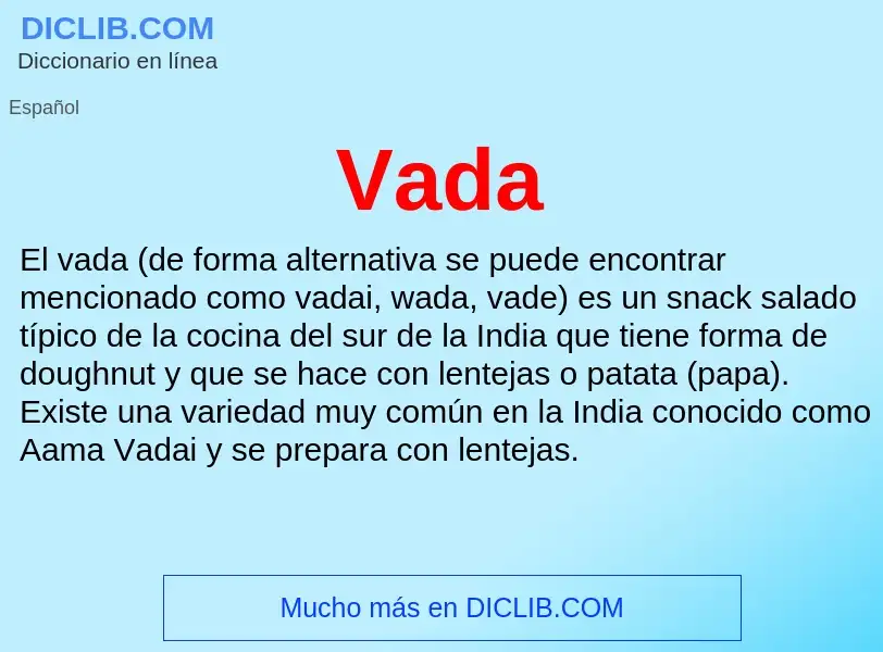 ¿Qué es Vada? - significado y definición