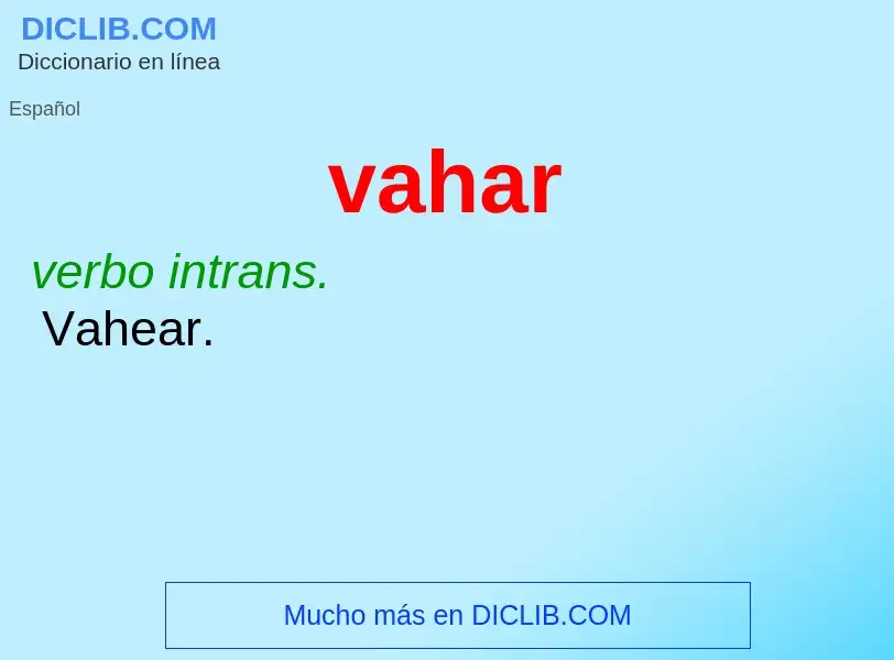 What is vahar - meaning and definition