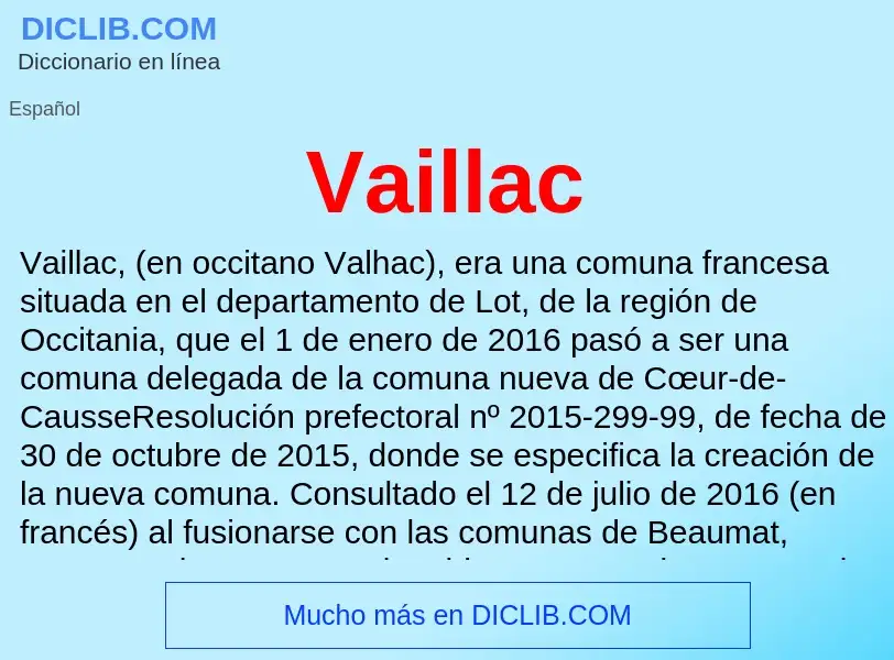 ¿Qué es Vaillac? - significado y definición