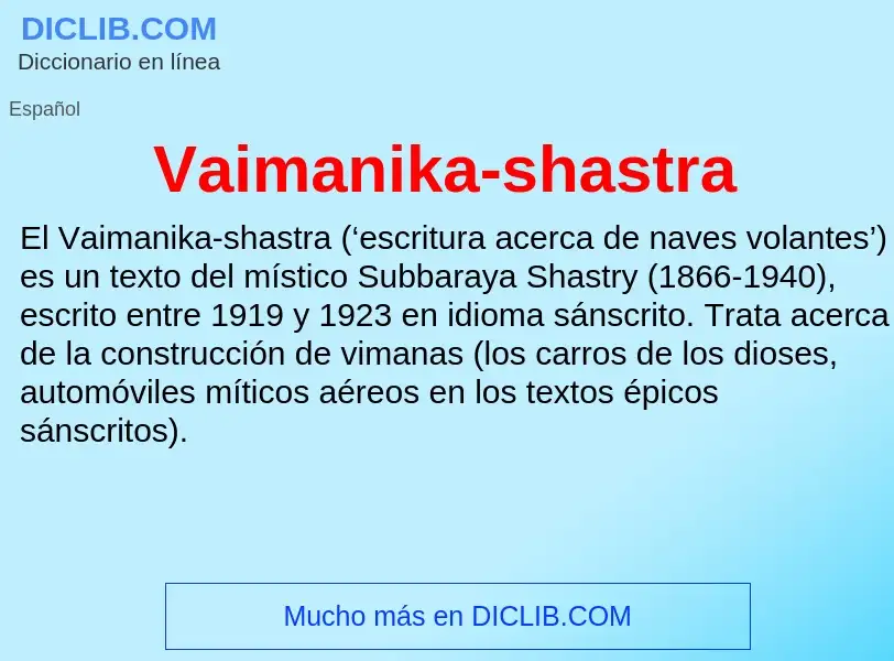 ¿Qué es Vaimanika-shastra? - significado y definición