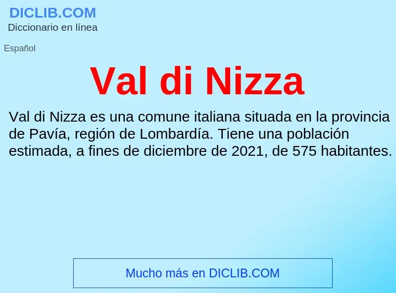 What is Val di Nizza - meaning and definition