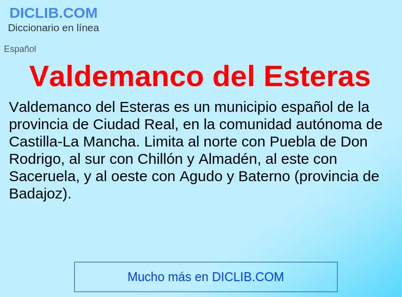 What is Valdemanco del Esteras - meaning and definition