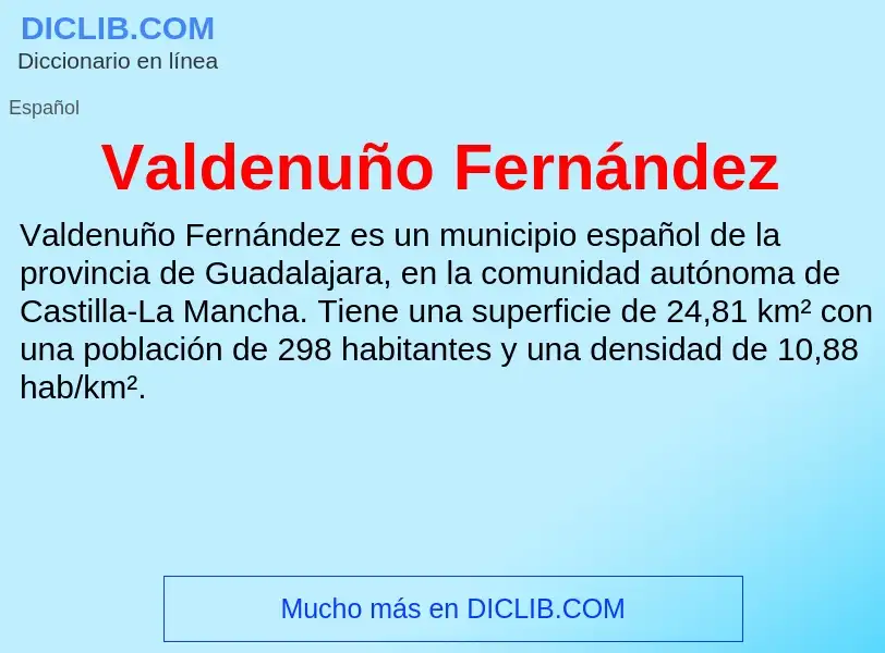 ¿Qué es Valdenuño Fernández? - significado y definición