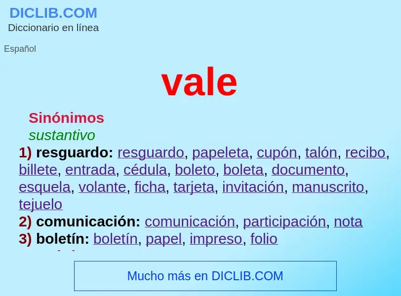 What is vale - meaning and definition