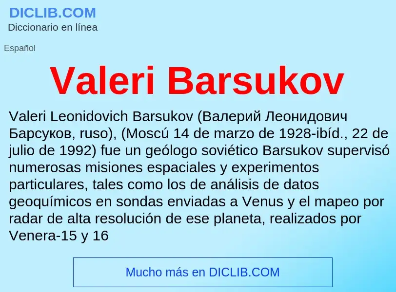 What is Valeri Barsukov - meaning and definition