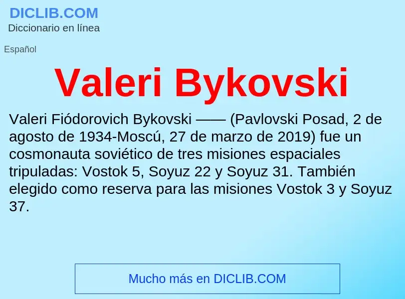 What is Valeri Bykovski - meaning and definition