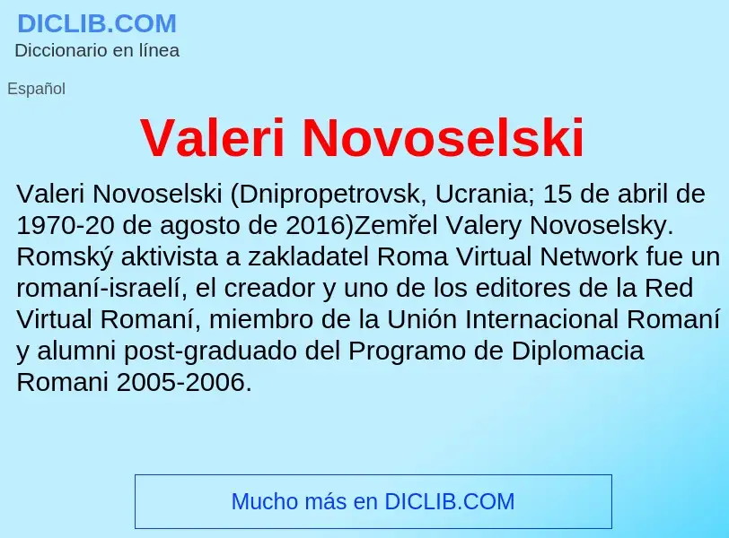 What is Valeri Novoselski - meaning and definition