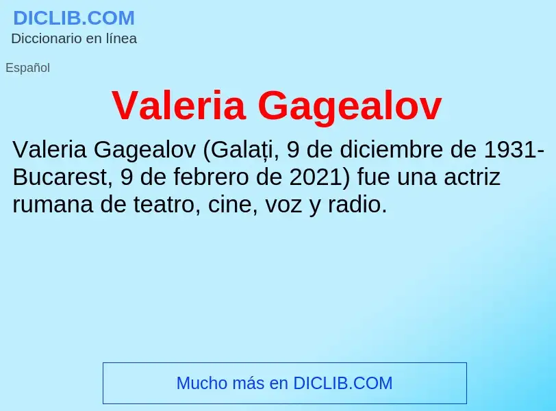 What is Valeria Gagealov - meaning and definition